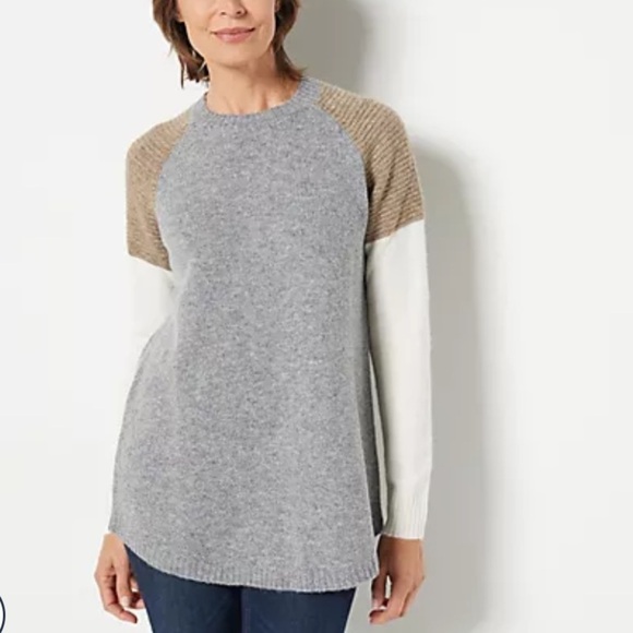 Logo by Lori Goldstein Colorblock Crew Neck Sweater - Picture 4 of 7